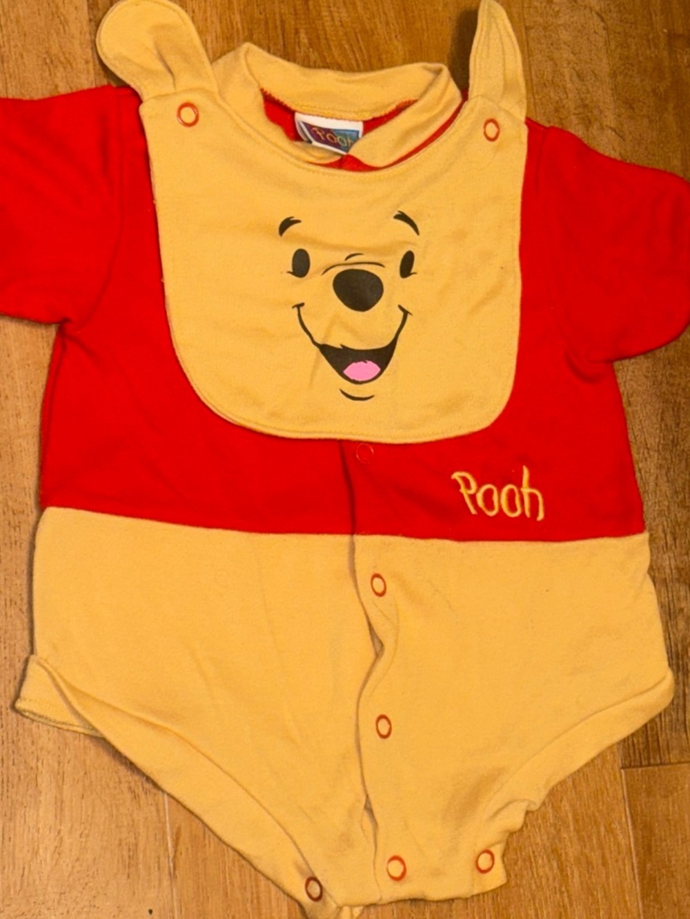 Vintage Winnie the Pooh Red & Yellow Baby One-Piece Bodysuit